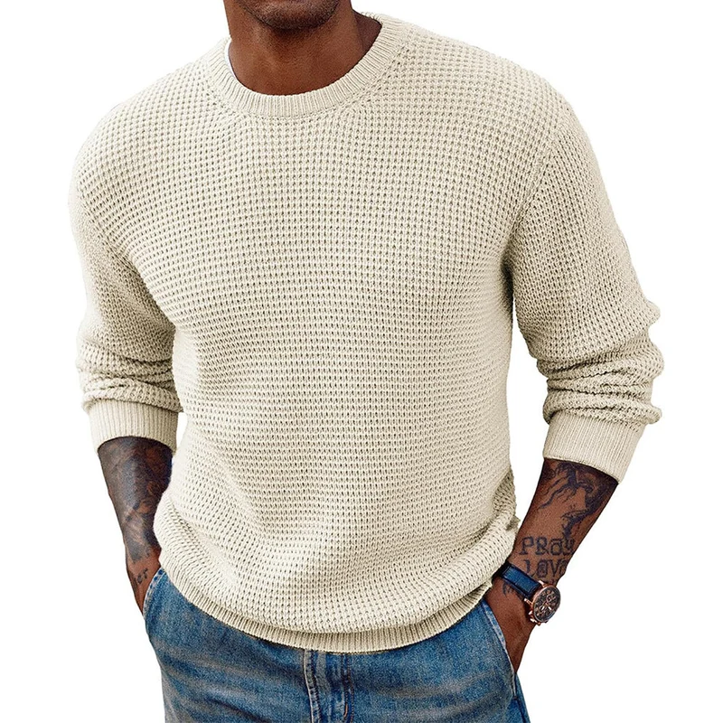 Herren Großer Strickpullover mit strukturiertem Gew ebe