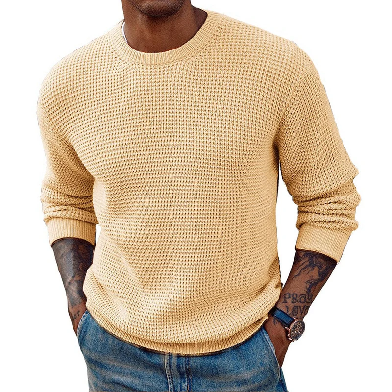 Herren Großer Strickpullover mit strukturiertem Gew ebe