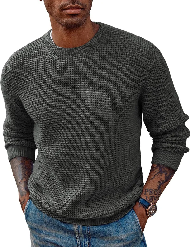 Herren Großer Strickpullover mit strukturiertem Gew ebe