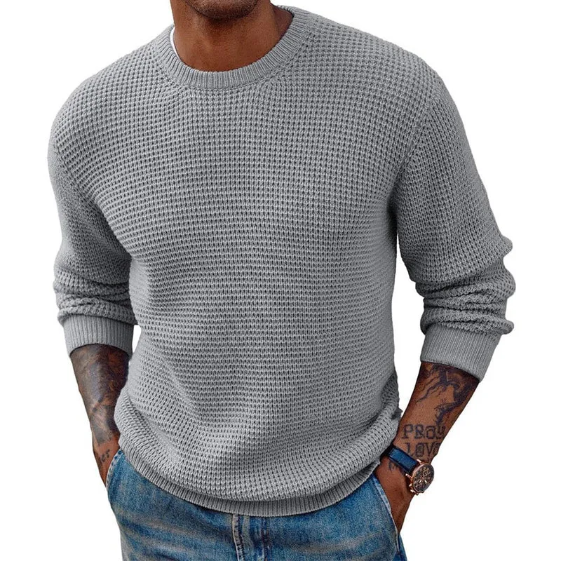 Herren Großer Strickpullover mit strukturiertem Gew ebe