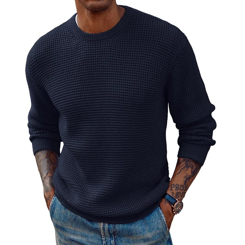 Herren Großer Strickpullover mit strukturiertem Gew ebe