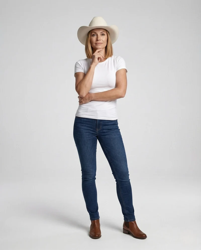 Unisex Western Wollfilzhut mit breiter Krempe & Lederband - Arvani
