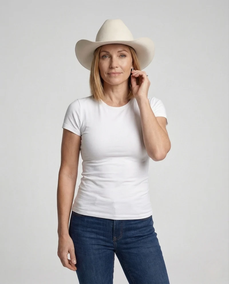 Unisex Western Wollfilzhut mit breiter Krempe & Lederband - Arvani