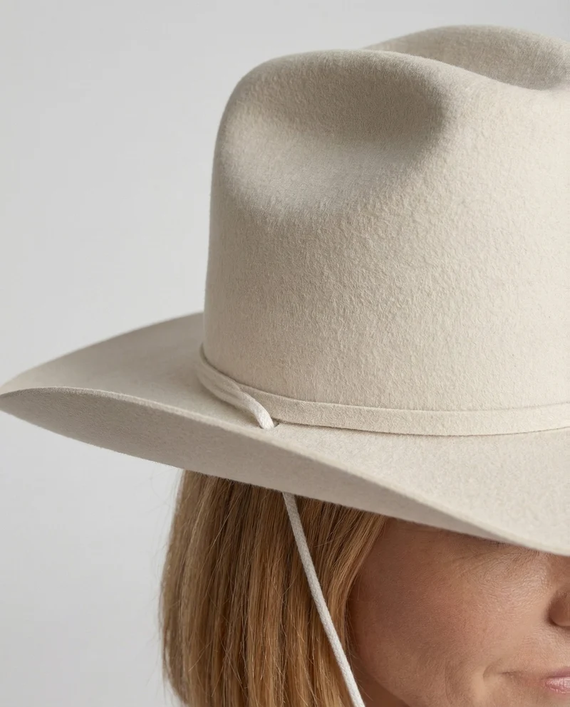 Unisex Western Wollfilzhut mit breiter Krempe & Lederband - Arvani