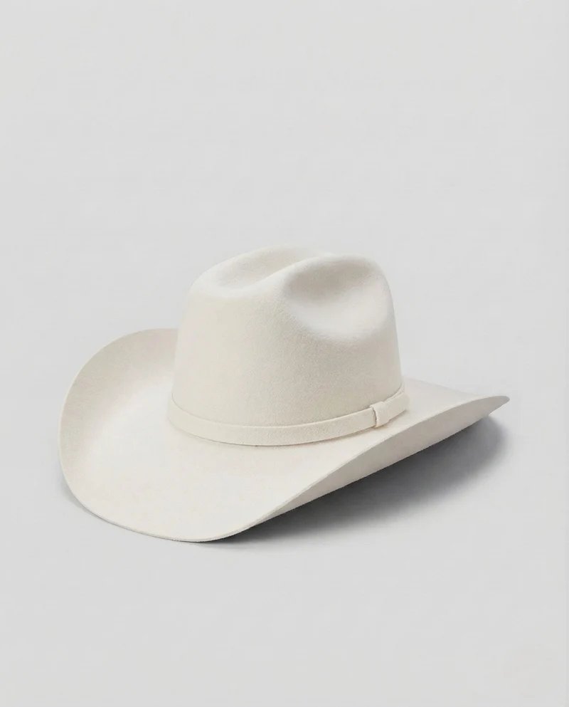 Unisex Western Wollfilzhut mit breiter Krempe & Lederband - Arvani