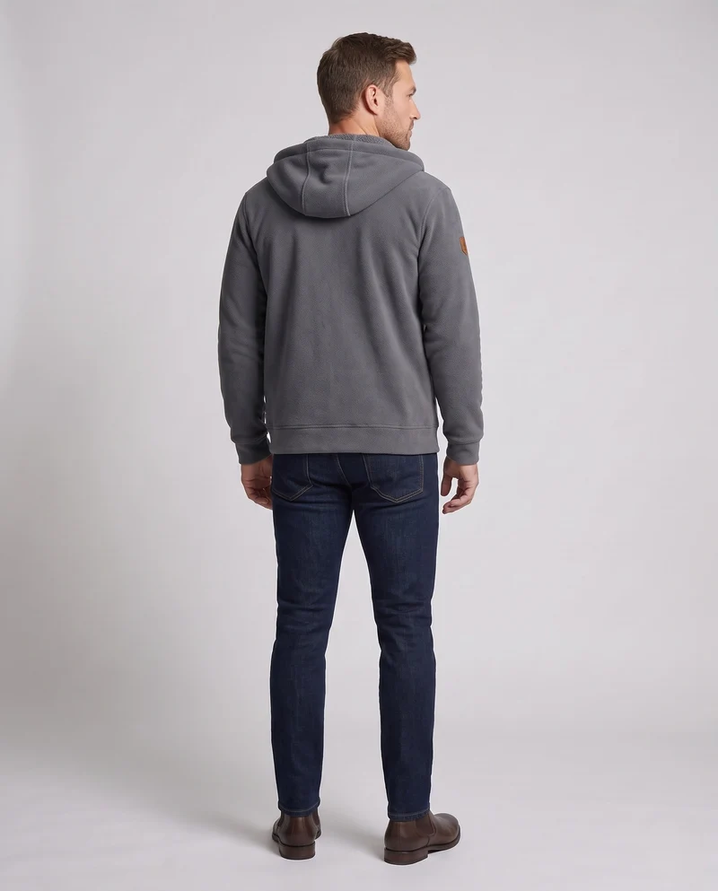 Herren Thermal-Fleece-Hoodie mit Teddy-Innenfutter, Kapuze & verdeckten Reißverschlusstaschen Nord Taschen