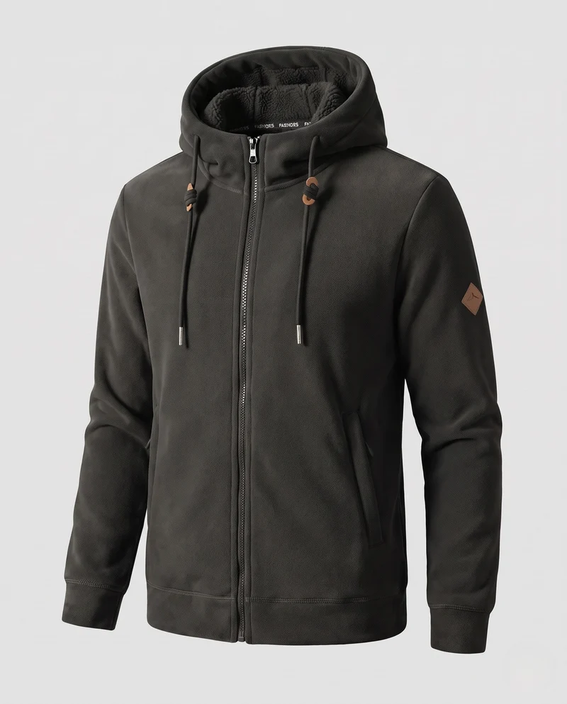 Herren Thermal-Fleece-Hoodie mit Teddy-Innenfutter, Kapuze & verdeckten Reißverschlusstaschen Nord Taschen