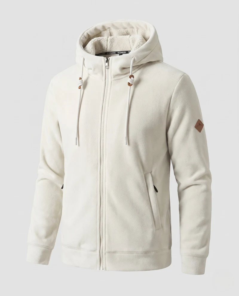 Herren Thermal-Fleece-Hoodie mit Teddy-Innenfutter, Kapuze & verdeckten Reißverschlusstaschen Nord Taschen