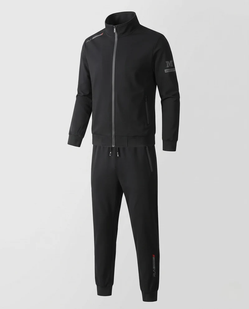 Herren Technisches Lauf-Trainingsset mit winddichter Zipjacke und tapered Jogginghose Nord Taschen