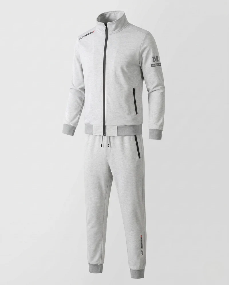 Herren Technisches Lauf-Trainingsset mit winddichter Zipjacke und tapered Jogginghose Nord Taschen