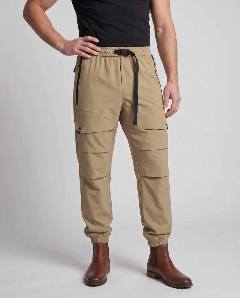 Herren Technische Cargo‑Hose im Outdoor‑Baggy‑Cut mit Mehrfach‑Taschen, Tunnelzug & Elastischem Saum Nord Taschen