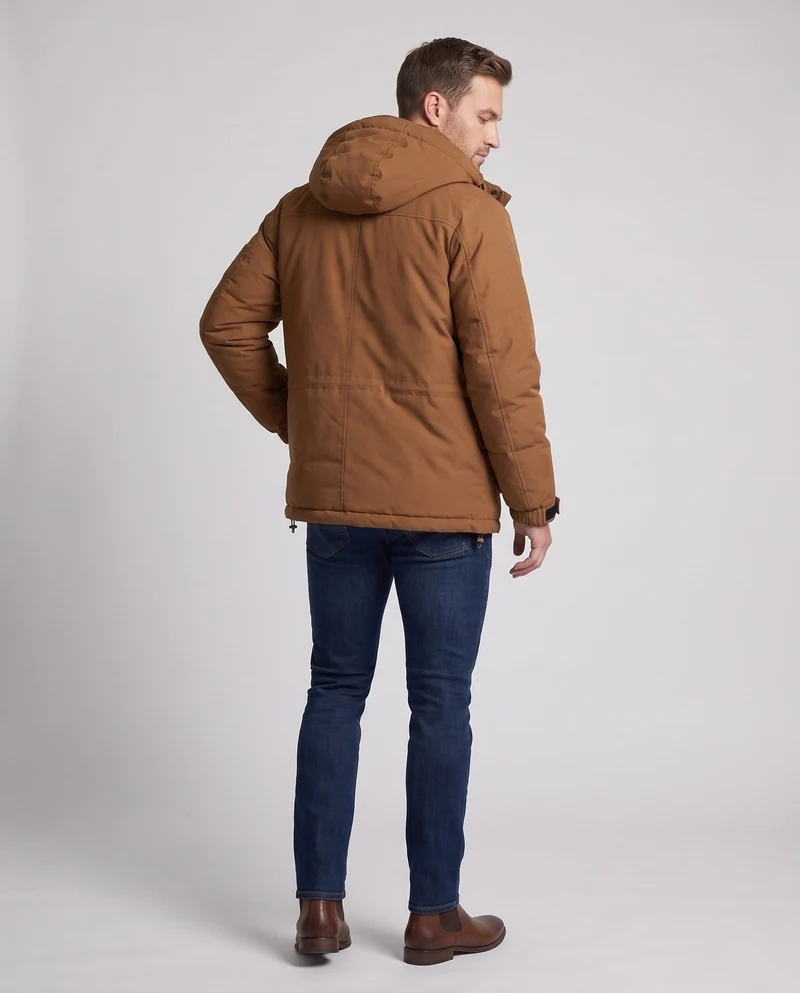 Herren Technischer Kapuzen-Parka mit verlängerter Rückenpartie, Thermo‑Steppung & Multifunktions‑Taschen Nord Taschen
