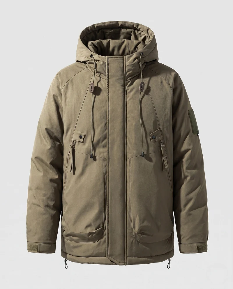 Herren Technischer Kapuzen-Parka mit verlängerter Rückenpartie, Thermo‑Steppung & Multifunktions‑Taschen Nord Taschen