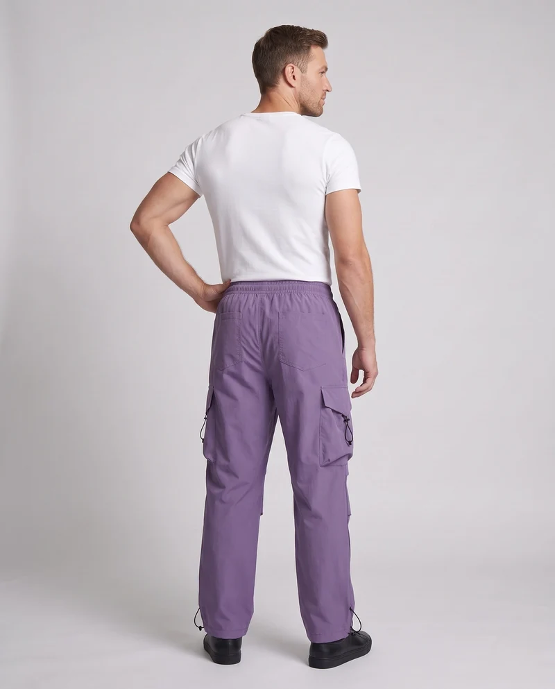 Herren Technical Cargo-Hose im Baggy-Cut mit Elastbund, multifunktionalen Taschen & Beinabschluss-Kordel Nord Taschen