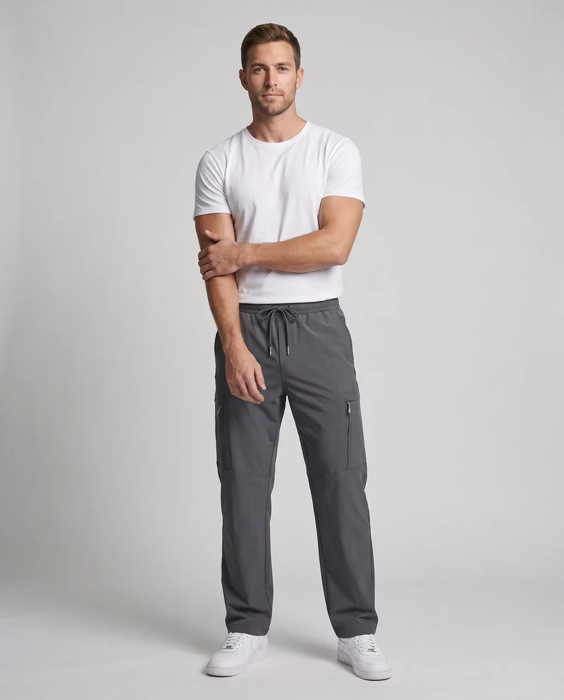 Herren Technische Cargo-Freizeithose mit Reißverschlusstaschen und Elastbund Nord Taschen