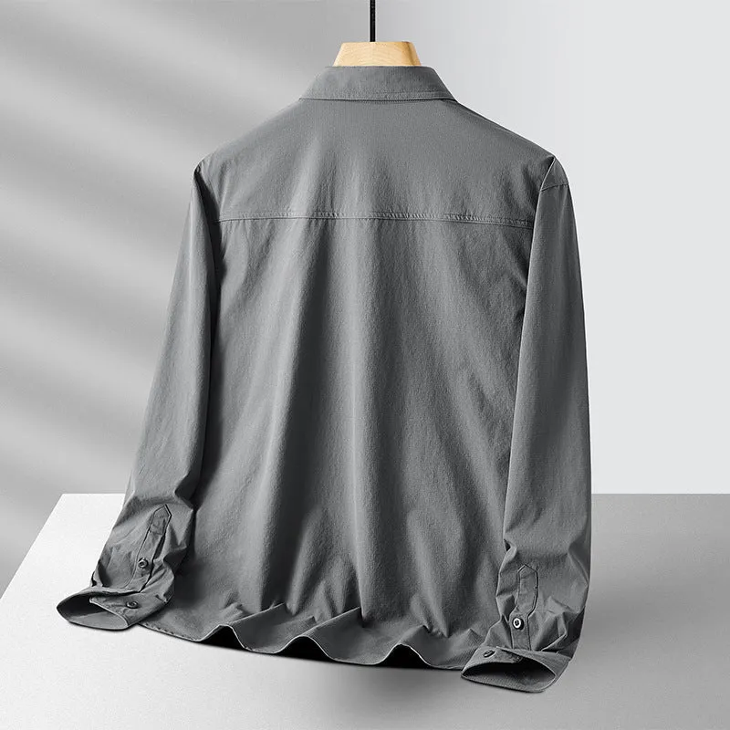 Herren Leichtes Utility-Overshirt aus Baumwollmix mit Brustklappen und entspannter Passform Nord Taschen
