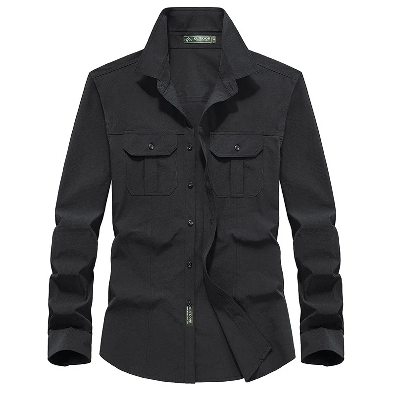Herren Leichtes Utility-Overshirt aus Baumwollmix mit Brustklappen und entspannter Passform Nord Taschen