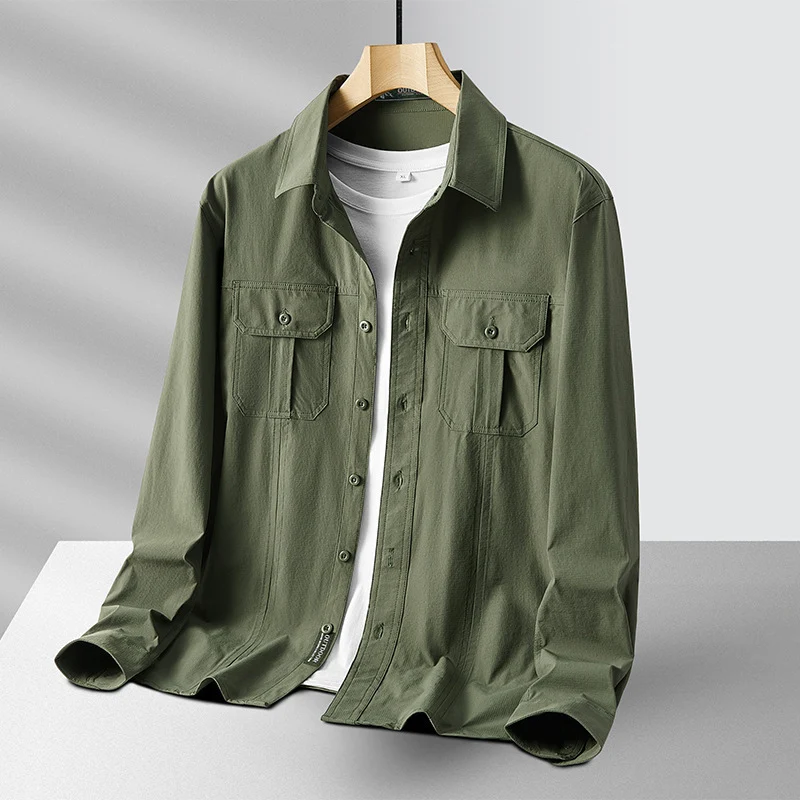 Herren Leichtes Utility-Overshirt aus Baumwollmix mit Brustklappen und entspannter Passform Nord Taschen