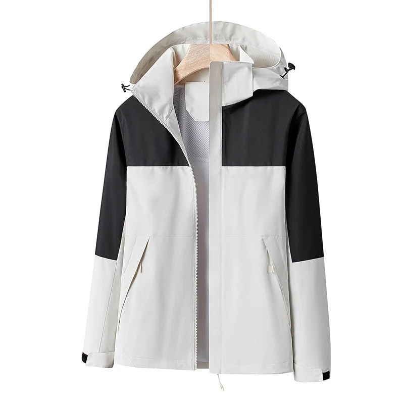 Herren Leichte winddichte Softshell-Regenjacke mit Kapuze und Kontrastbesatz Nord Taschen