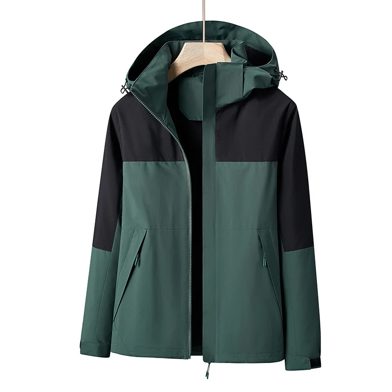 Herren Leichte winddichte Softshell-Regenjacke mit Kapuze und Kontrastbesatz Nord Taschen