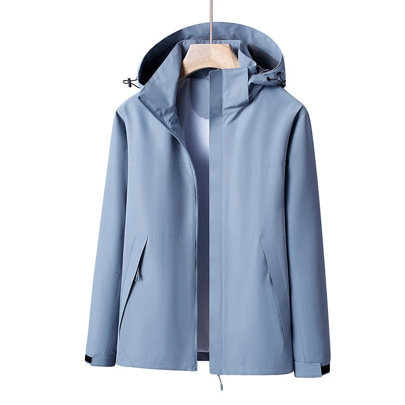 Herren Leichte winddichte Softshell-Regenjacke mit Kapuze und Kontrastbesatz Nord Taschen