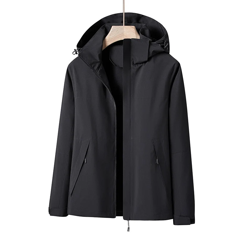 Herren Leichte winddichte Softshell-Regenjacke mit Kapuze und Kontrastbesatz Nord Taschen