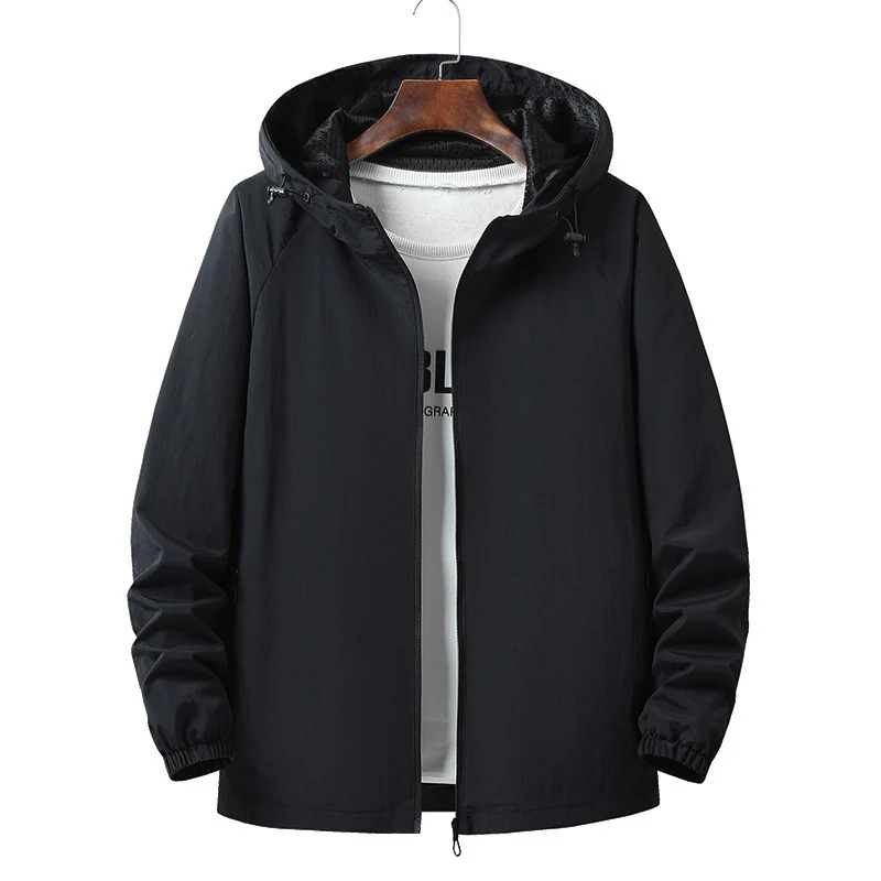 Herren Leichte winddichte Kapuzen-Outdoorjacke mit durchgehendem Reißverschluss und elastischen Bündchen Nord Taschen