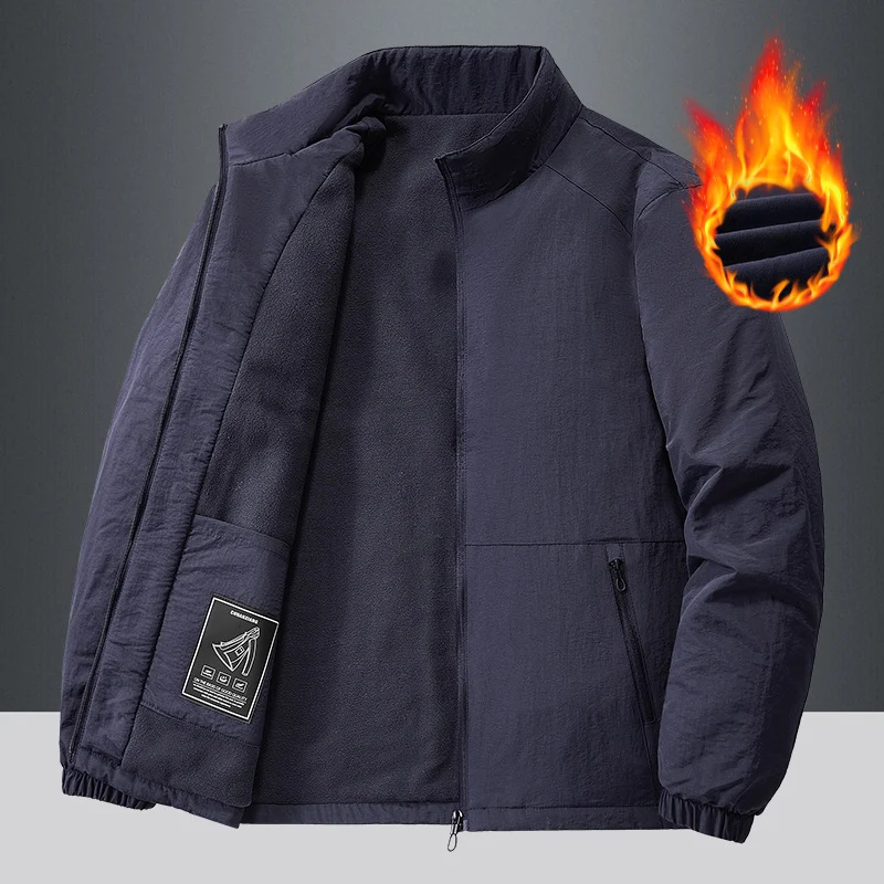 Herren Leichte Übergangsjacke mit Fleece-Innenfutter und Stehkragen Nord Taschen