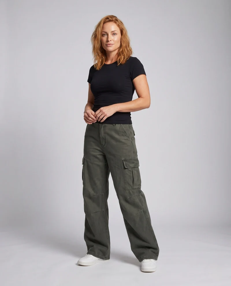 Damen Freizeit Cargo-Hose mit weit geschnittenem Nord Taschen