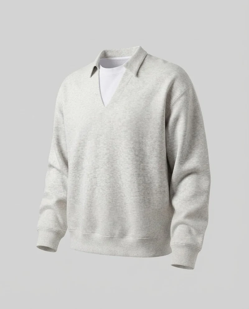 Damen Freizeit- und eleganter Sweatshirt mit Hemdkragen Nord Taschen