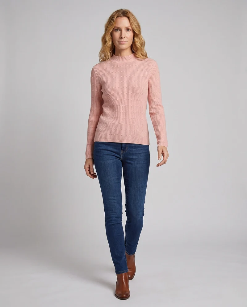 Damen Feinstrickpullover mit schmalem Mockneck, feiner Rippenstruktur und leicht taillierter Silhouette Nord Taschen