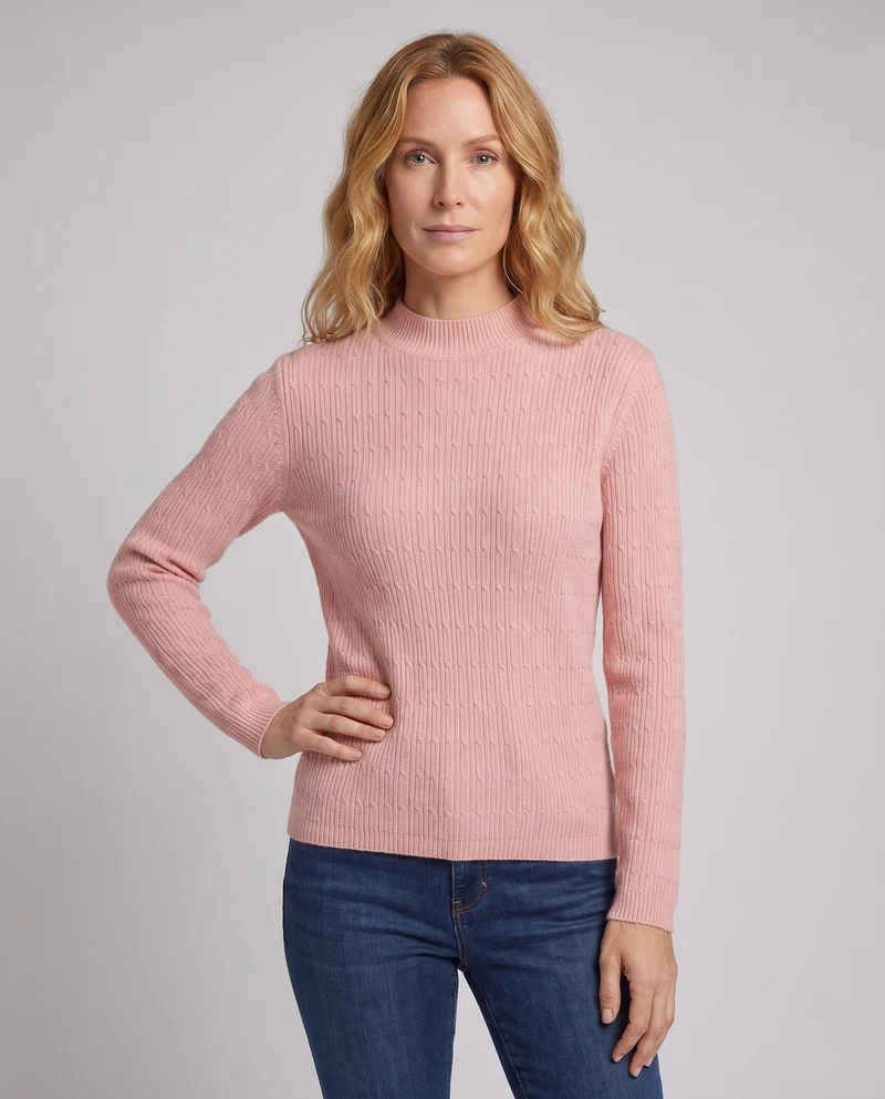 Damen Feinstrickpullover mit schmalem Mockneck, feiner Rippenstruktur und leicht taillierter Silhouette Nord Taschen