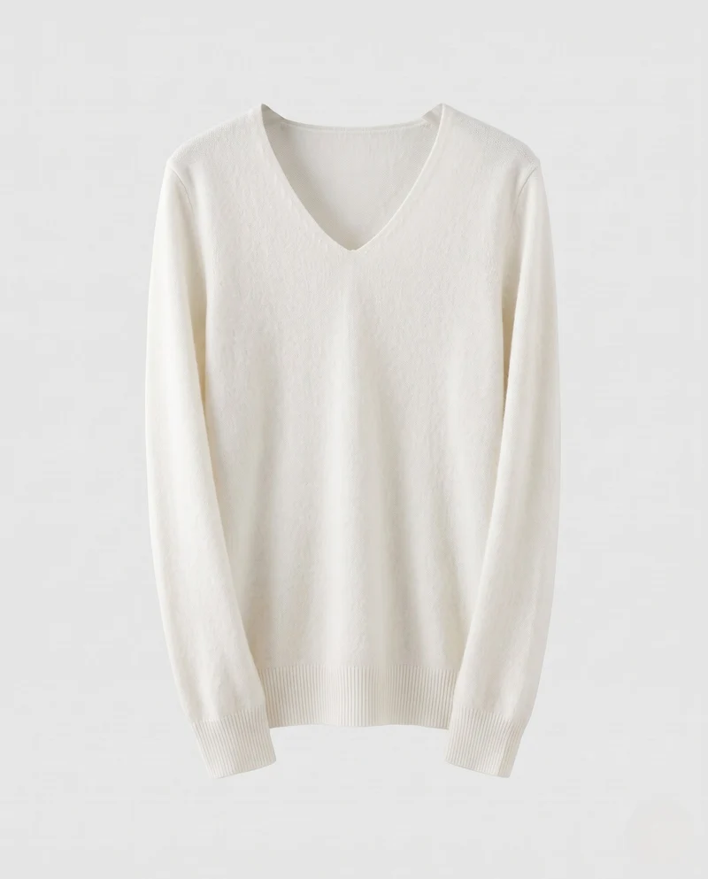 Damen Feinstrickpullover mit V‑Ausschnitt, Angora‑Optik und leicht kastiger Passform Nord Taschen