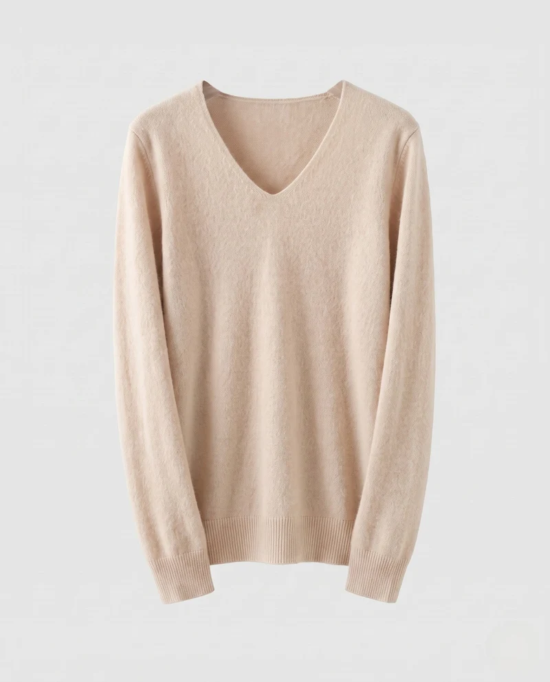 Damen Feinstrickpullover mit V‑Ausschnitt, Angora‑Optik und leicht kastiger Passform Nord Taschen