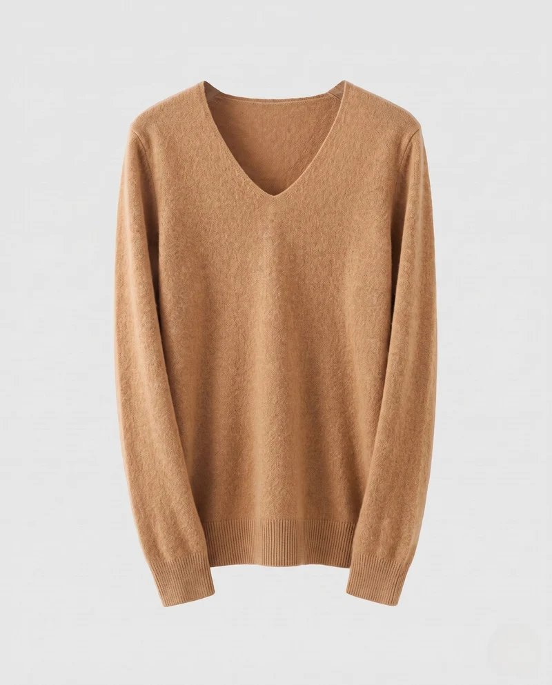 Damen Feinstrickpullover mit V‑Ausschnitt, Angora‑Optik und leicht kastiger Passform Nord Taschen
