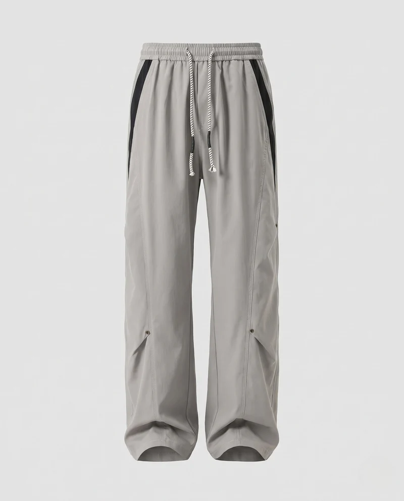 Herren Weite Utility-Cargo-Hose mit Tunnelzugbund, Kontrastseiten & Beinklappentaschen Nord Taschen