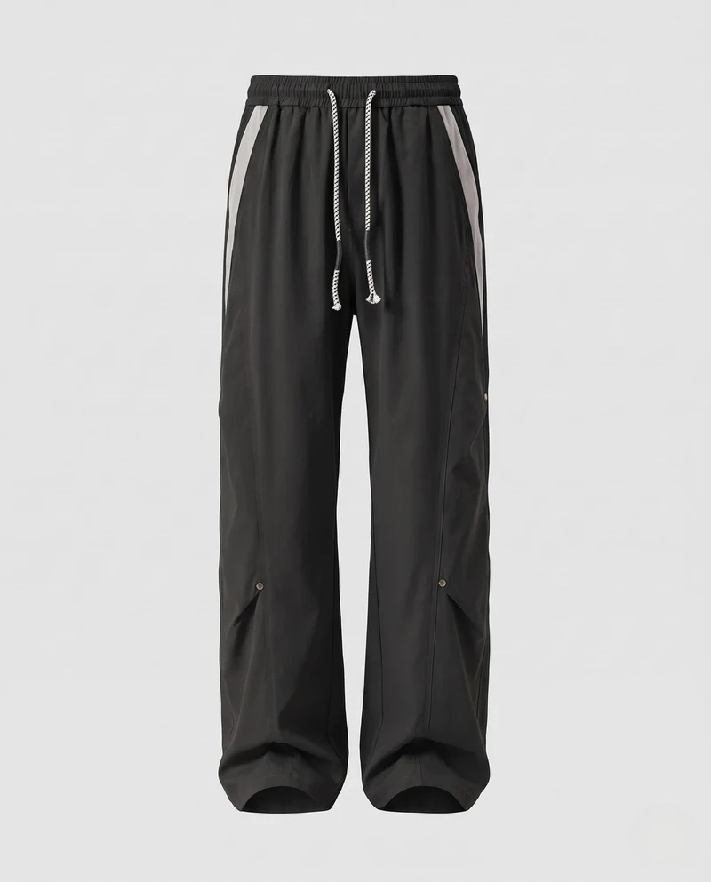 Herren Weite Utility-Cargo-Hose mit Tunnelzugbund, Kontrastseiten & Beinklappentaschen Nord Taschen
