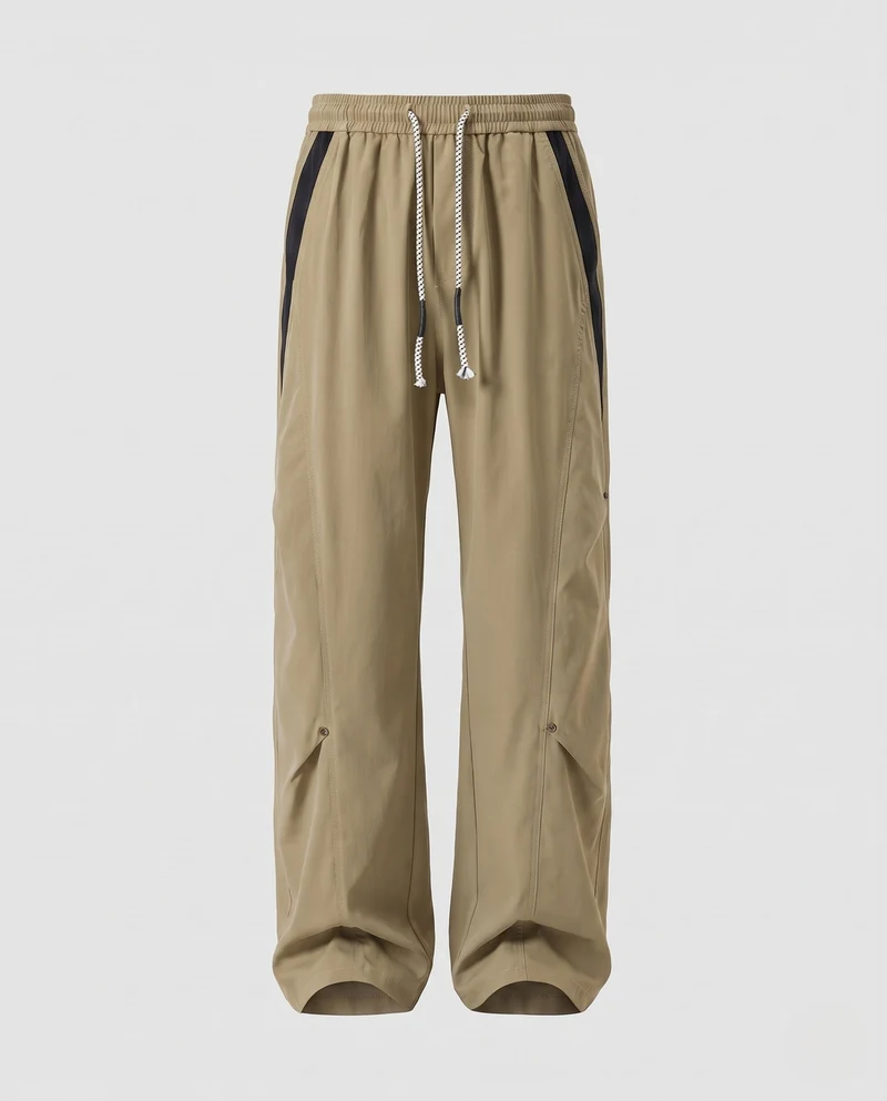 Herren Weite Utility-Cargo-Hose mit Tunnelzugbund, Kontrastseiten & Beinklappentaschen Nord Taschen