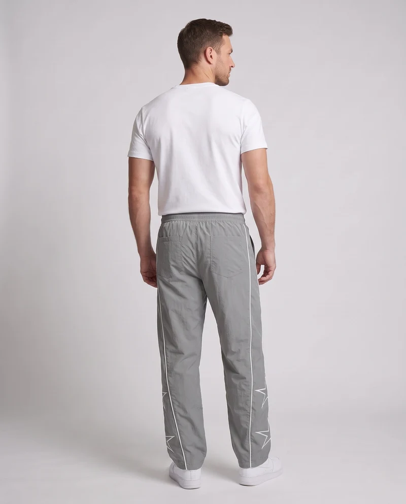 Herren Weite Trackhose mit Stern-Applikation, Kontrastpaspel & Kordelzug Nord Taschen