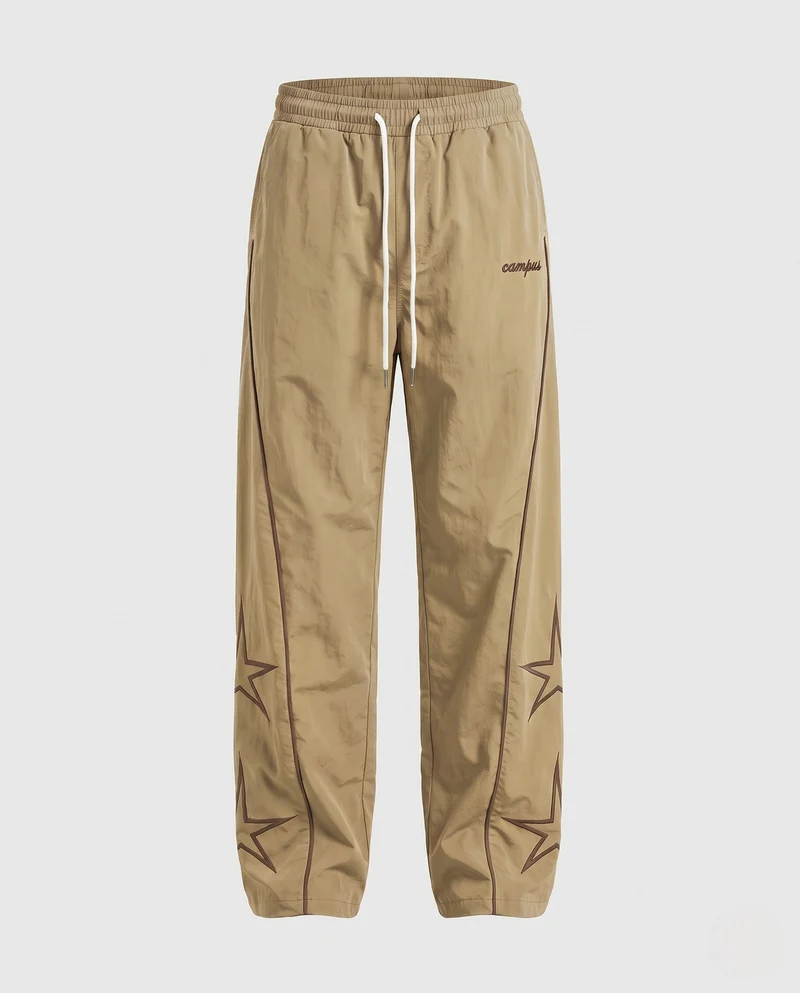 Herren Weite Trackhose mit Stern-Applikation, Kontrastpaspel & Kordelzug Nord Taschen