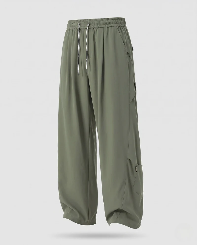 Herren Weite Utility-Baggy-Hose mit Tunnelzugbund, Multifunktions-Taschen & tiefem Schritt Nord Taschen