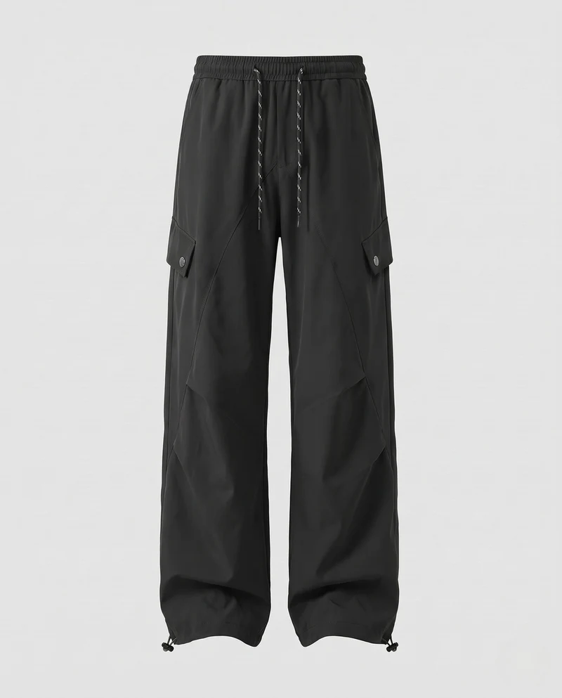 Herren Weite Tech-Cargo-Hose im Baggy-Schnitt mit Tunnelzug & Klappentaschen Nord Taschen