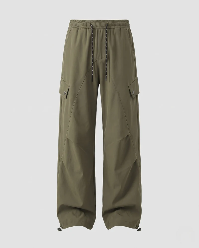 Herren Weite Tech-Cargo-Hose im Baggy-Schnitt mit Tunnelzug & Klappentaschen Nord Taschen