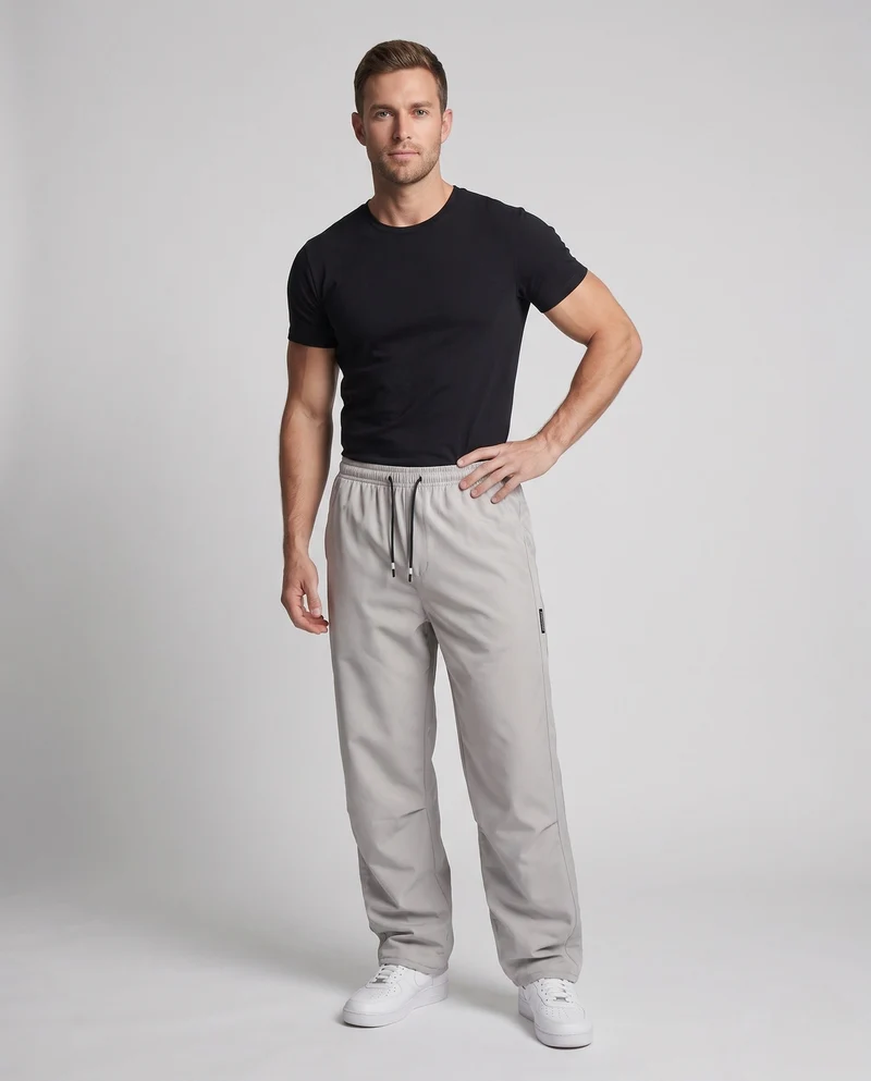 Herren Weite Nylon-Trainingshose mit elastischem Tunnelzug, Kordel & Seitentaschen Nord Taschen