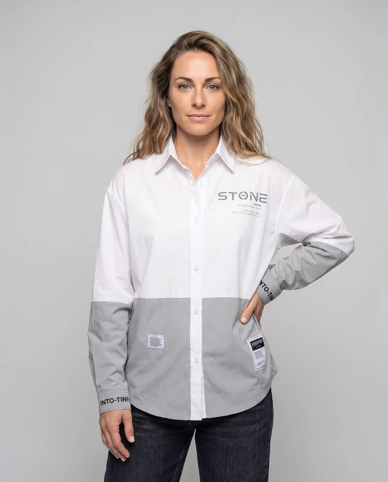 Damen Plus Size Button-Down Shirt Nord Taschen