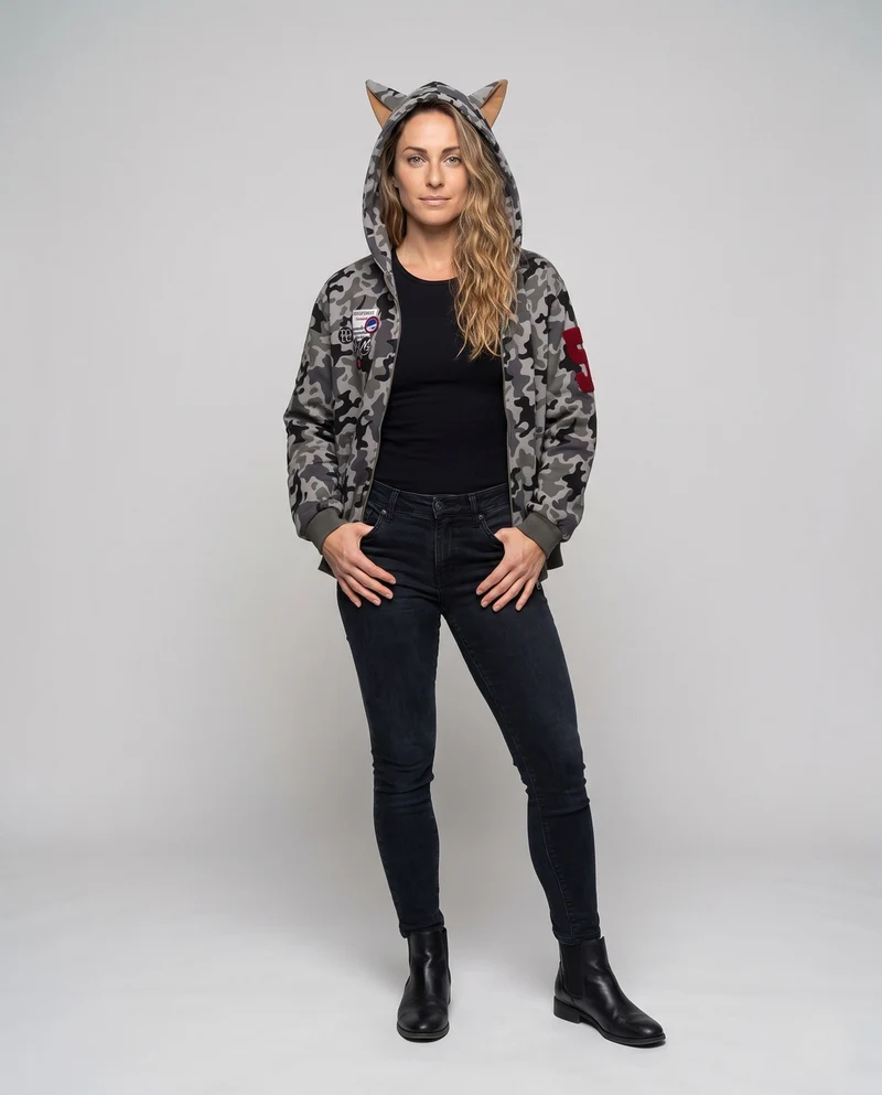 Damen Urban Camouflage Hoodie Nord Taschen