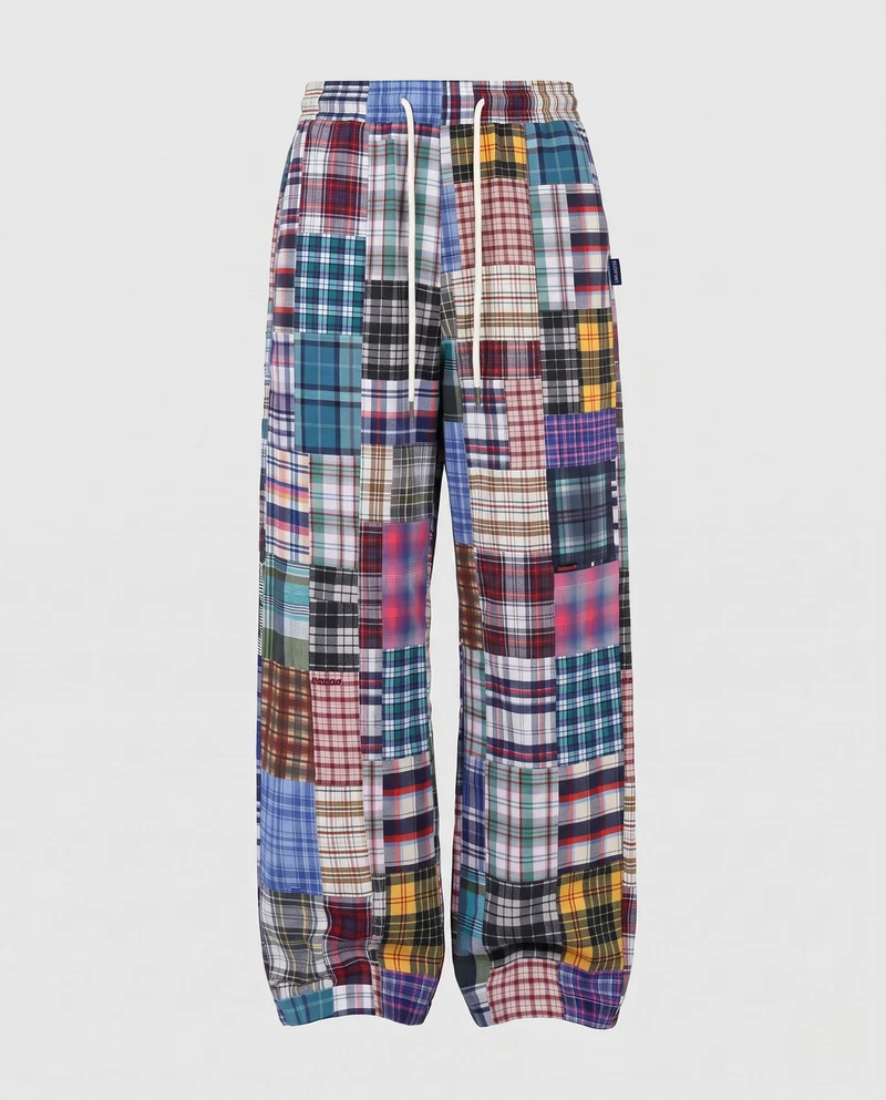 Damen Weitgeschnittene Karottenhose mit Künstlerischem Karomuster Nord Taschen