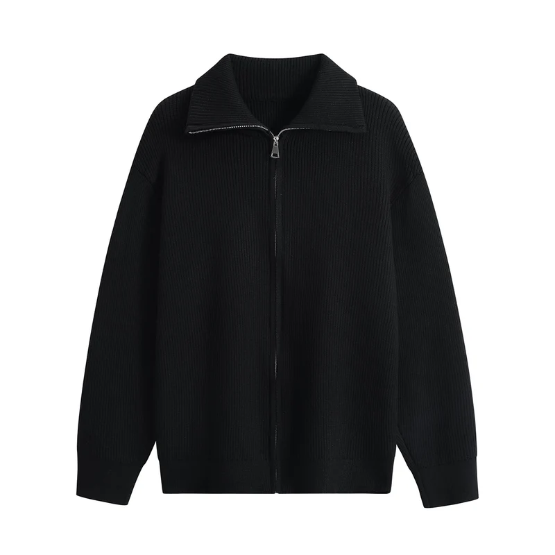 Herren Strick-Zipjacke mit Stehkragen, gerippter Struktur und Oversized-Schnitt Nord Taschen