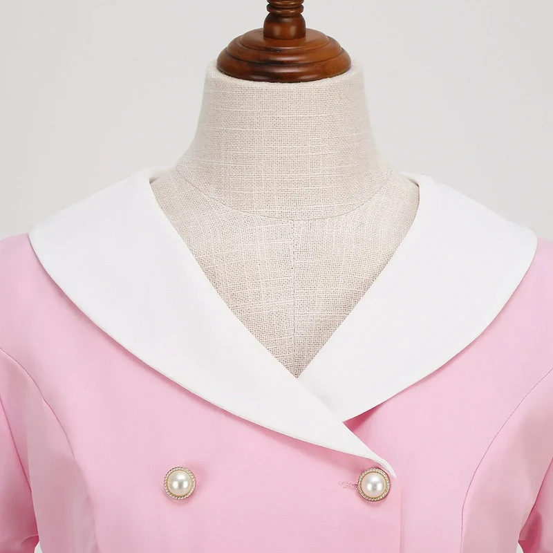 Zomerse Vintage Knopen Grote Zwaai V-hals Jurk