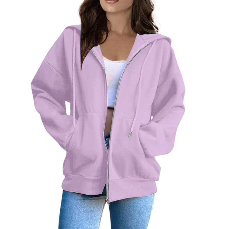 Damen lässige Kapuzenjacke mit durchgehendem Reißverschluss, Kängurutaschen und voluminösen Raglanärmeln Nord Taschen